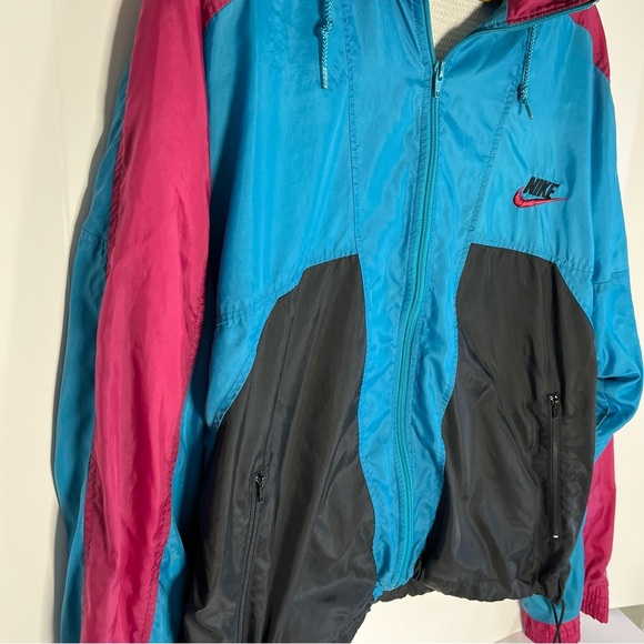 Retro Nike Tracksuit Windbreaker Black/Blue/Pink Vtg Gray Tag Size Large 80’s - Picture 5 of 8